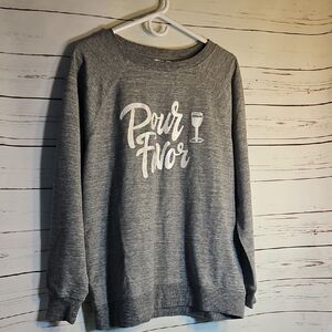 Wildfox  Gray Crew Neck Sweatshirt Wine‎ Lover Pullover Comfy Graphic Top,S
